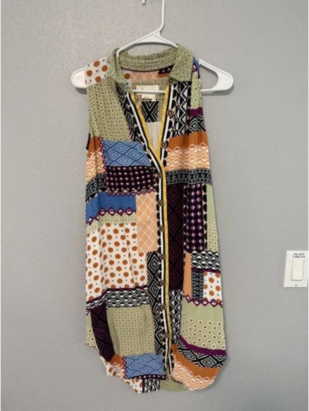 #6090 Anthropologie Patchwork Print Sleeveless Midi Dress Size XS